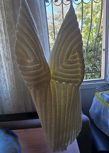 Beyaz Örgü Askılı Kadın Süveter - Görsel 3