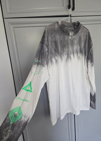 Gri Tie-Dye Yüksek Yaka Pamuklu - Görsel 2