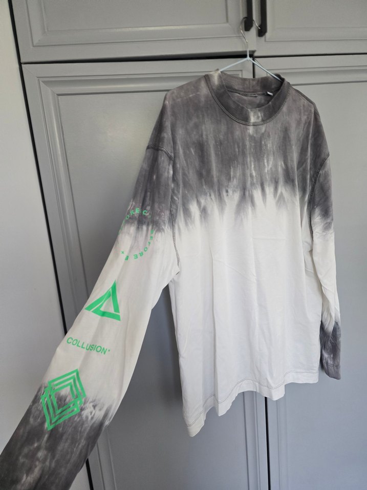 Gri Tie-Dye Yüksek Yaka Pamuklu - Görsel 2