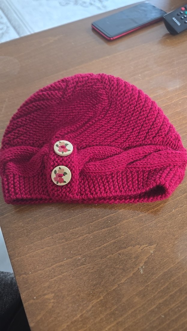 Bordo Örgü Kadın Bere - Görsel 3