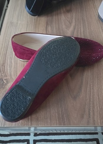 Bordo Süet Taş İşlemeli Kadın Babet - Görsel 3