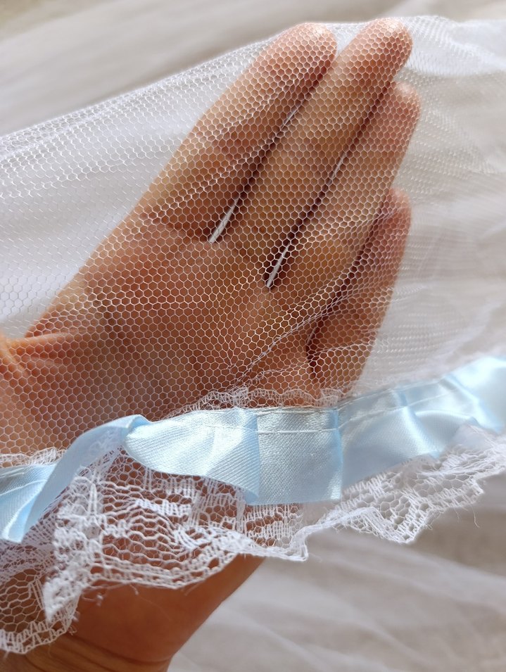 Mavi Nakışlı bebek cibinlik - Görsel 4