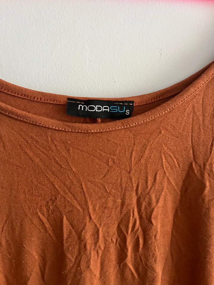 Kahverengi Uzun Askılı Salaş Elbise - Görsel 2