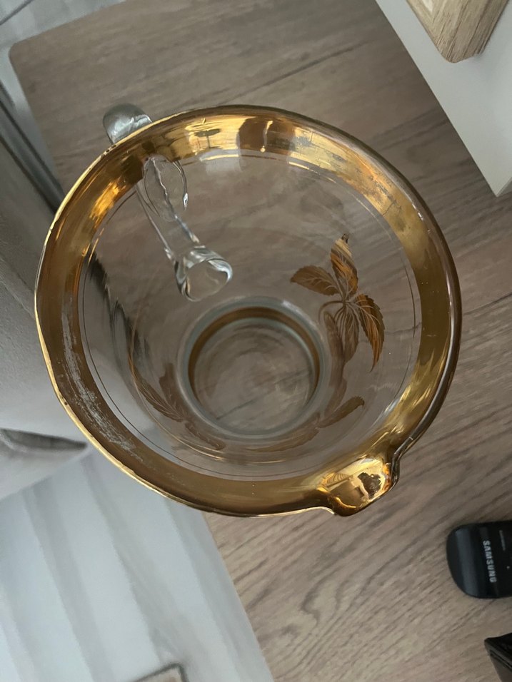 Antika Altın Detaylı Cam Sürahi ve Bardak Seti - Görsel 4