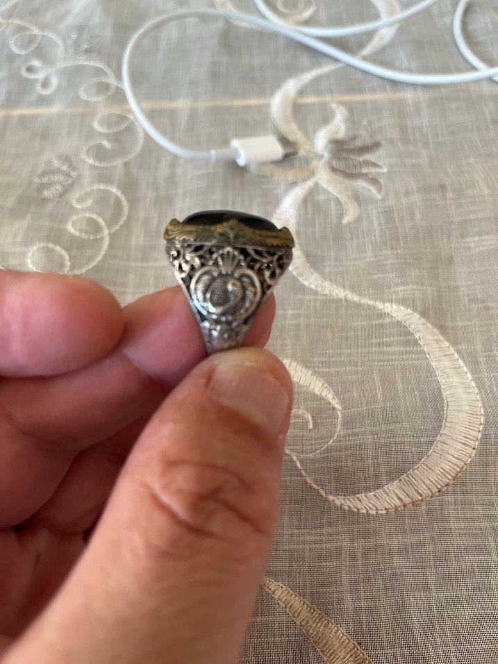 Bohem Gri Vintage Erkek Yüzük 925 ayar gümüş 16 gr - Görsel 4