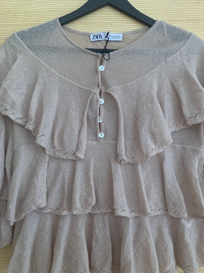 Zara Volanlı Triko Top - Görsel 3