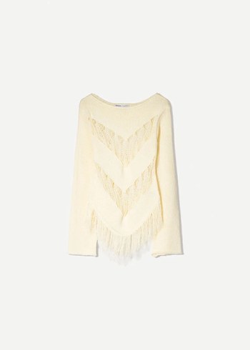 Bershka Püsküllü ve Ajurlu Kazak - Görsel 2