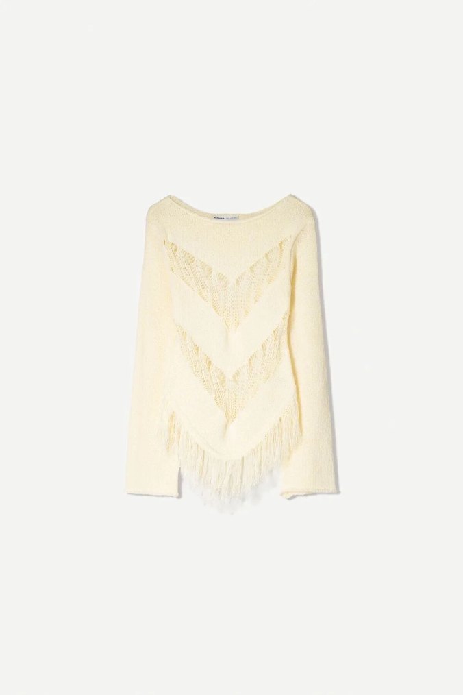 Bershka Püsküllü ve Ajurlu Kazak - Görsel 2