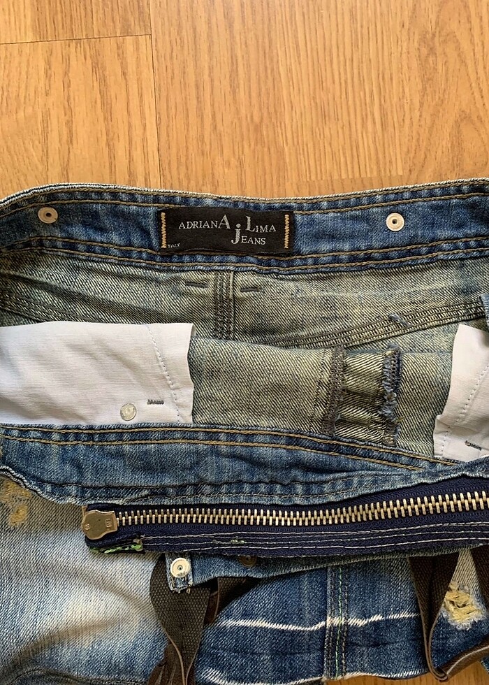 Adriana Lima jeans salopet - Görsel 5