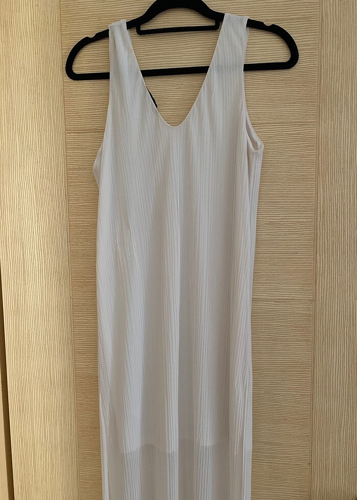 Mudo v yaka maxi boy elbise - Görsel 4