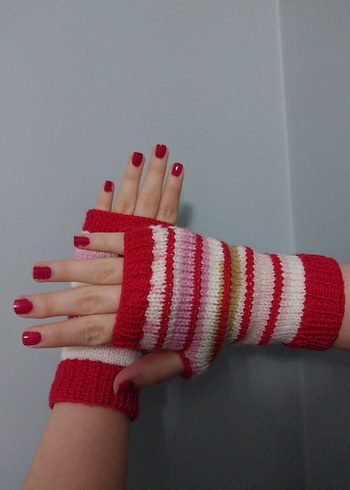 Renkli Örgü Kadın Eldiven - Görsel 2