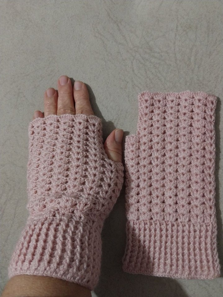 Pembe Bohem Örgü Kadın Eldiveni - Görsel 2