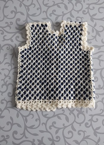 Nakışlı Örgü Kız Çocuk Yeleği - Görsel 2