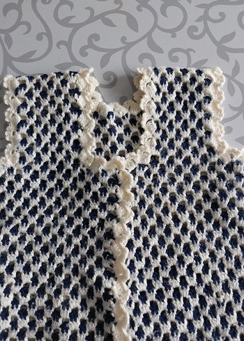 Nakışlı Örgü Kız Çocuk Yeleği - Görsel 5