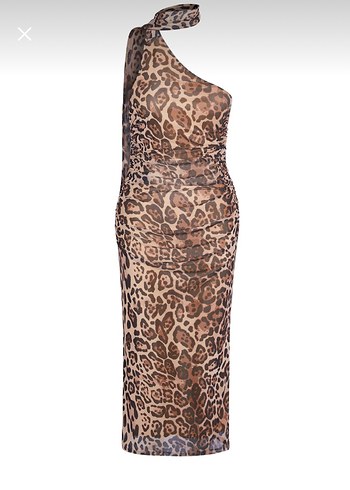 Leopar Desenli Elbise