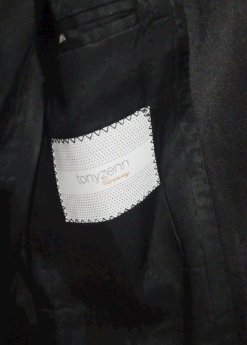 Düğmeli Saten geçişli yakası saten Siyah Erkek Takım Ceketi - Görsel 5