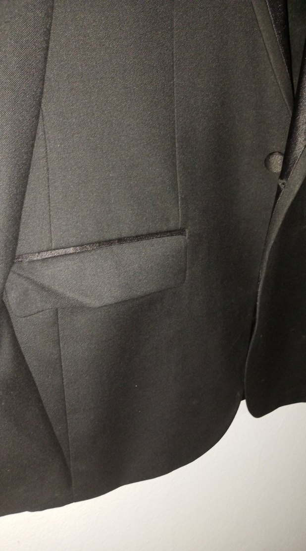 Düğmeli Saten geçişli yakası saten Siyah Erkek Takım Ceketi - Görsel 4