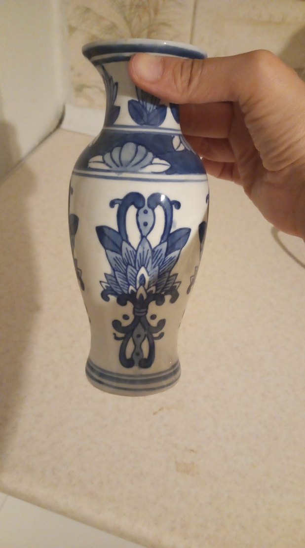 Koyu Mavi Desenli Seramik Vazo - Görsel 3