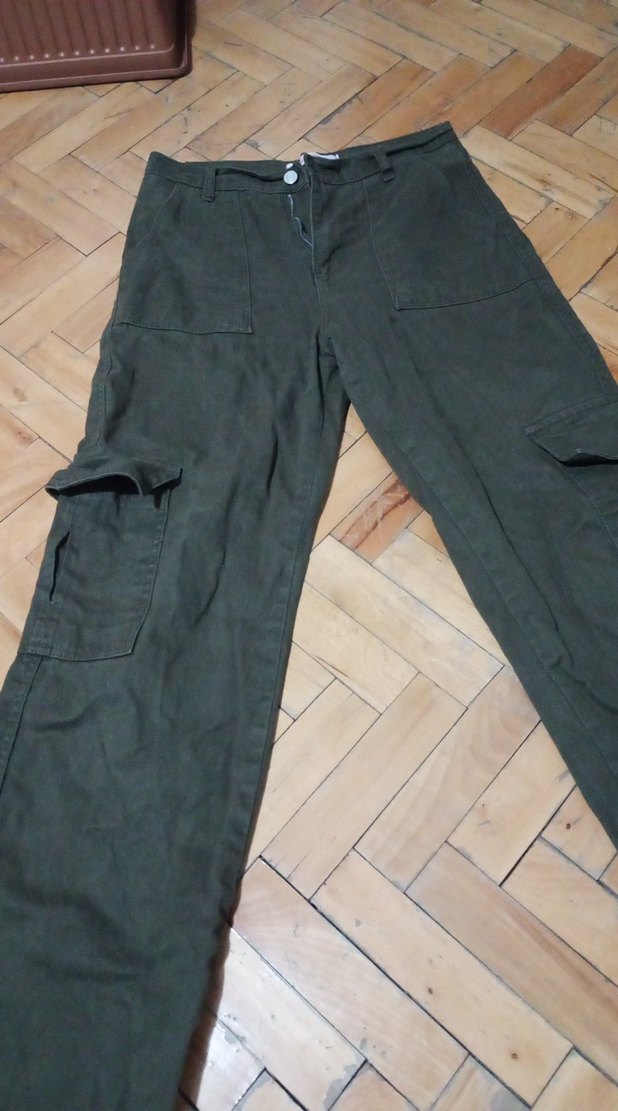 asker yeşili cepli rahat pantolon - Görsel 2