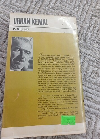  Beden Kaçak - Orhan Kemal 1972 basım