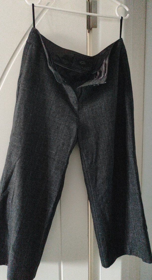 Gri Kadın Midi Denim Kumaş Pantolon - Görsel 3