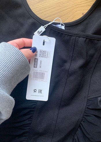 Siyah gece bluzu crop - Görsel 3