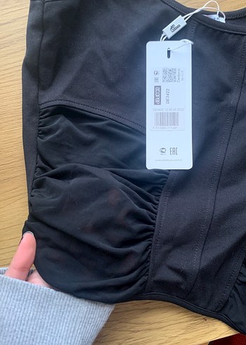 Siyah gece bluzu crop - Görsel 4