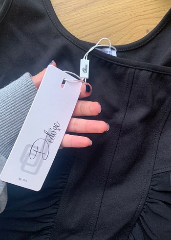 Siyah gece bluzu crop - Görsel 2