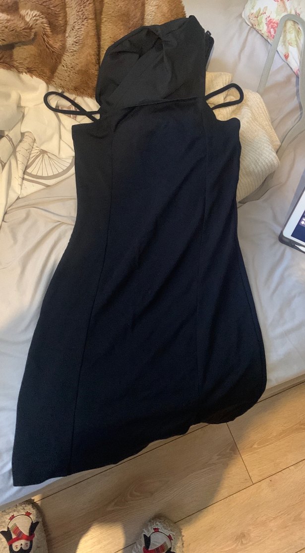 siyah mini elbise - Görsel 4