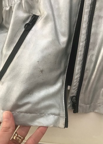 Kız Çocuk Gri Kapüşonlu Metalik Ceket LCW - Görsel 3