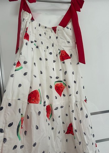 Beyaz Askılı Renkli Desenli Uzun Elbise - Görsel 4