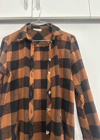 Düğmeli Uzun Kollu Kareli Kadın Gömlek - Görsel 2