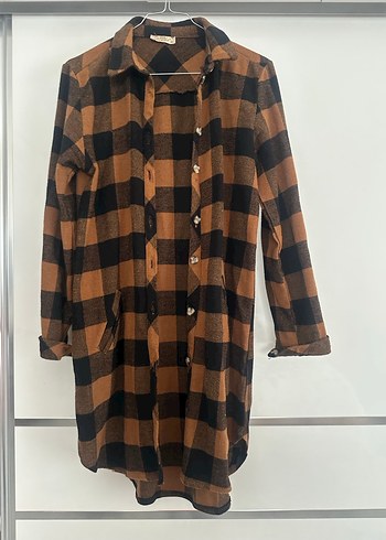 Düğmeli Uzun Kollu Kareli Kadın Gömlek - Görsel 3