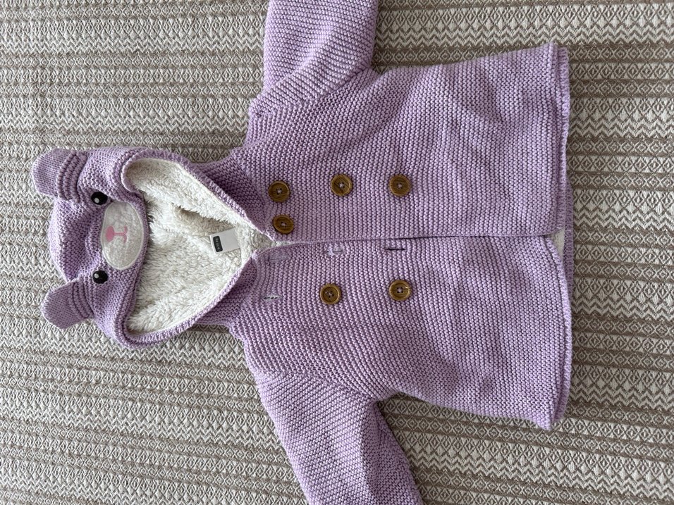 Düğmeli Mor Kız Triko Hırka - Görsel 2