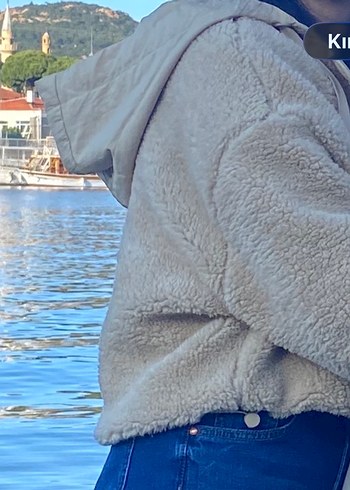 Bej Kadın Peluş Ceket, Salaş Kesim - Görsel 3