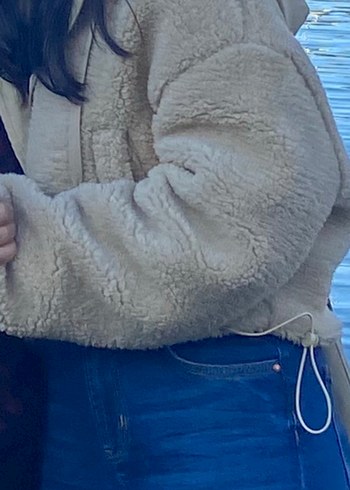 Bej Kadın Peluş Ceket, Salaş Kesim - Görsel 2