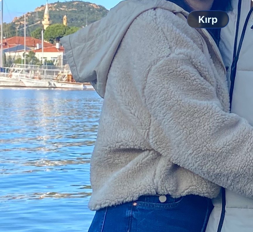 Bej Kadın Peluş Ceket, Salaş Kesim - Görsel 3