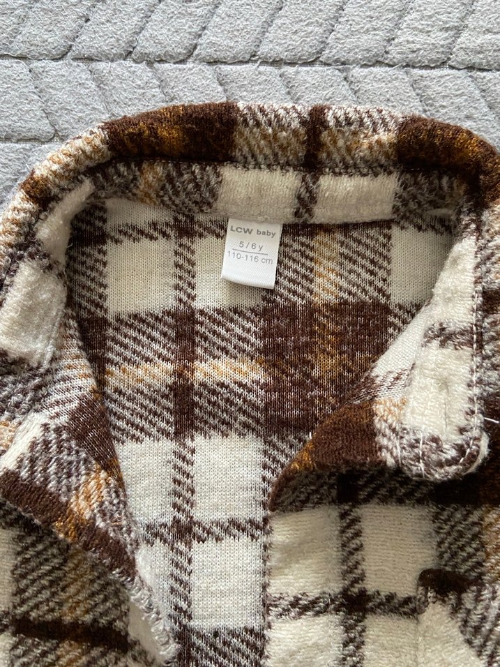 Erkek Çocuk Kahverengi Düğmeli kareli gömlek - Görsel 4