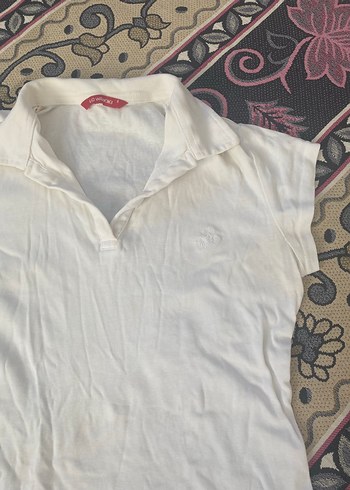 LC Waikiki Beyaz V Yaka Keten Kadın Tişört