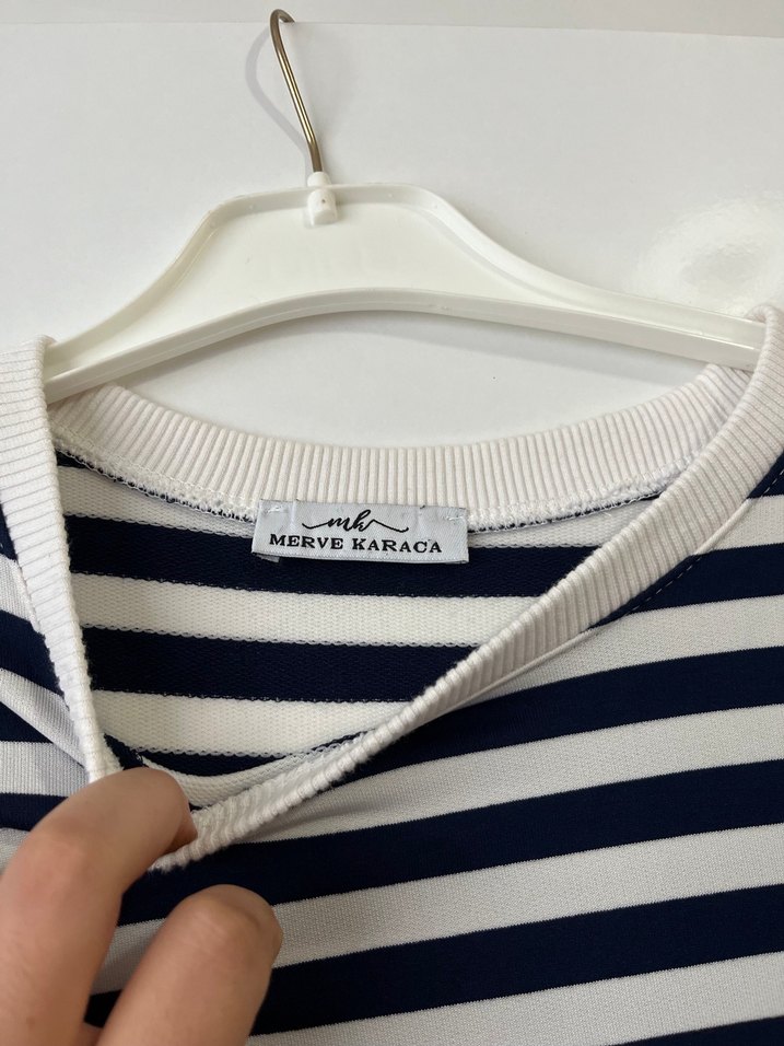 Çizgili tesettür sweat - Görsel 4