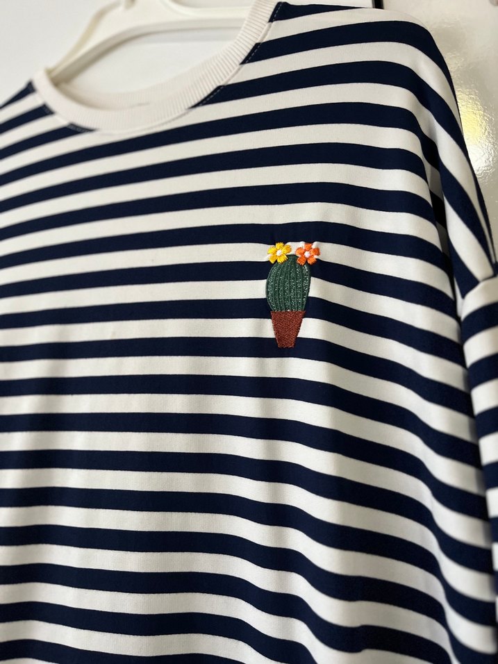 Çizgili tesettür sweat - Görsel 2