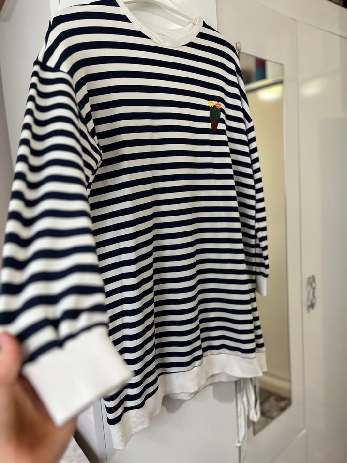 Çizgili tesettür sweat - Görsel 3