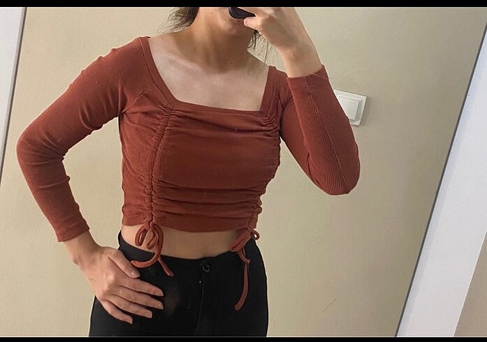 Kiremit rengi Crop bluz