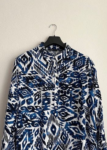 LC Waikiki Uzun Kollu Mavi Desenli Tunik