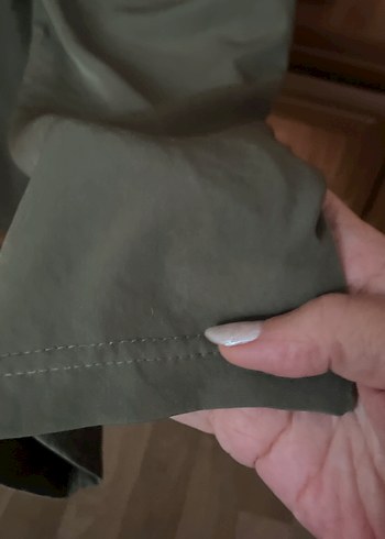 38 Beden haki Renk Kadın Haki Saten Piliseli Kumaş Pantolon