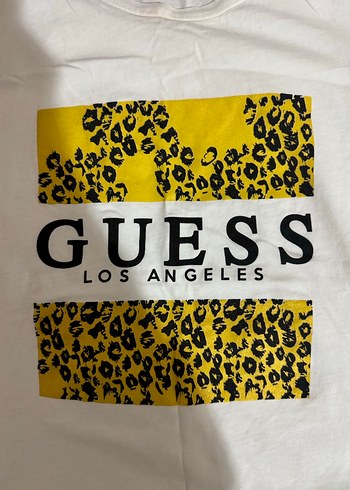 Sarı Baskılı Guess Kapüşonlu Kadın Tişört - Görsel 2