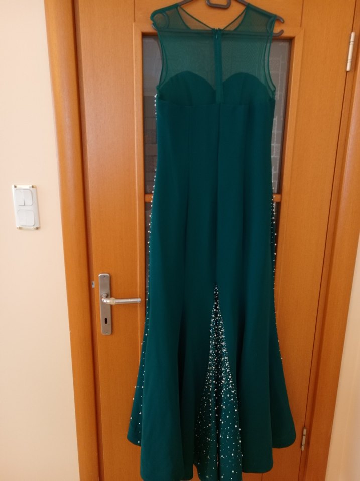 Yeşil Payetli Uzun Abiye Elbise - Görsel 3