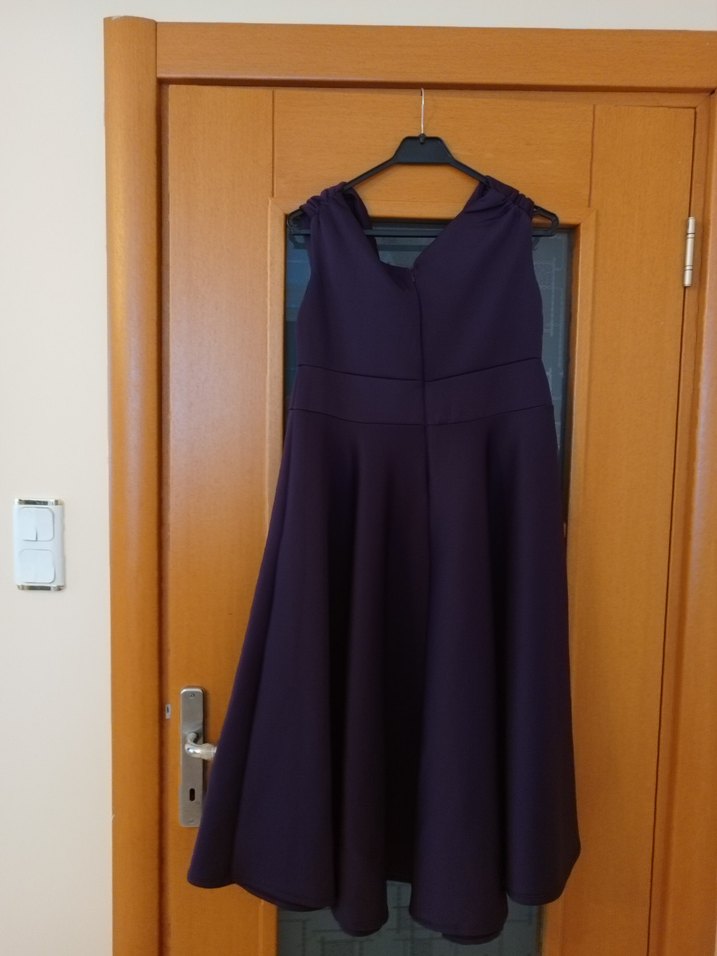 Mor V Yaka Midi Kadın Elbise - Görsel 2