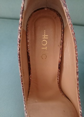 Bej ve Leylak Deri Yılan Desenli Stiletto Topuklu Ayakkabı - Görsel 2