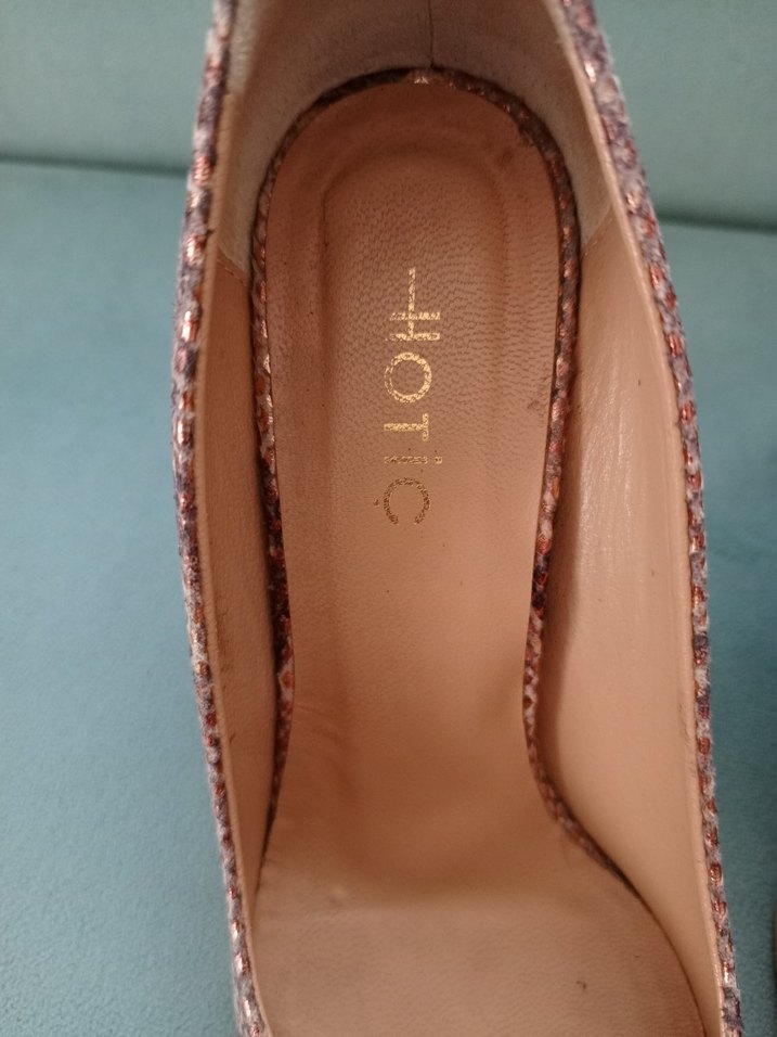 Bej ve Leylak Deri Yılan Desenli Stiletto Topuklu Ayakkabı - Görsel 2